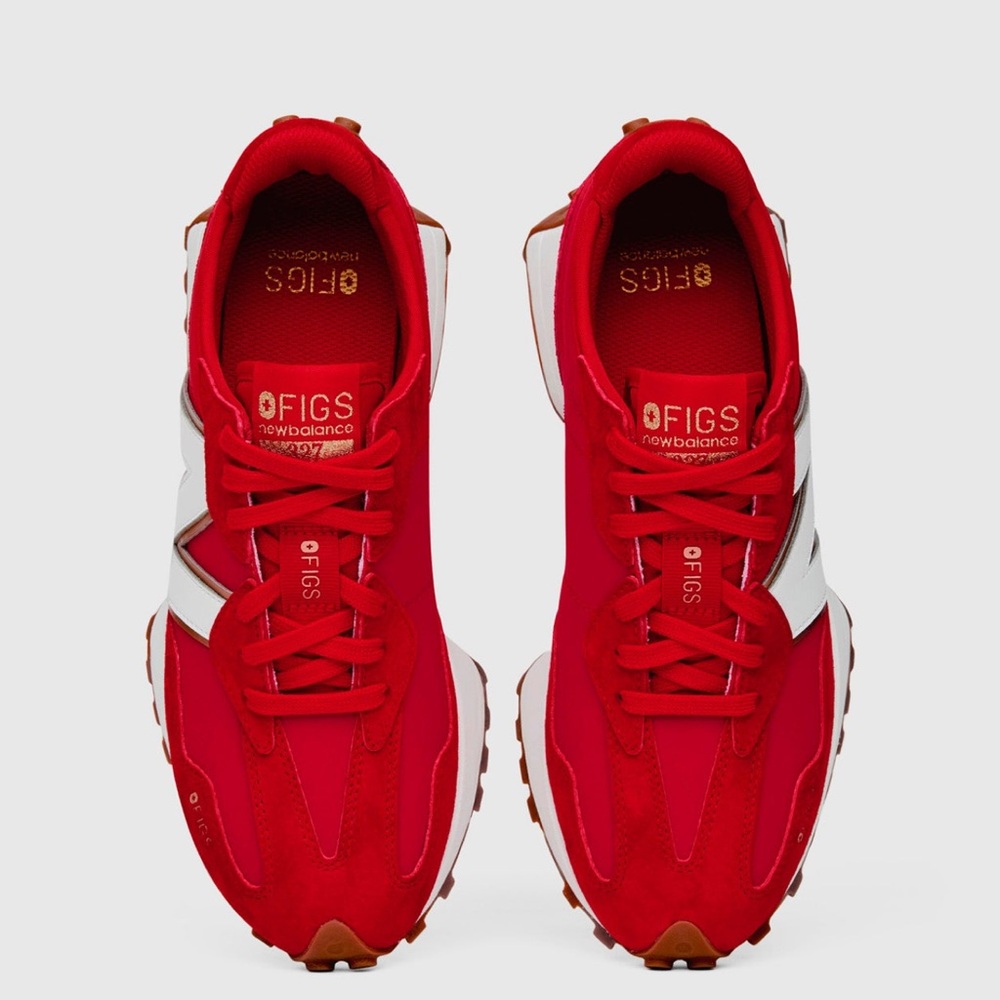 FIGS + New Balance POP Red and White Athletic Shoes - Picture 2 of 7